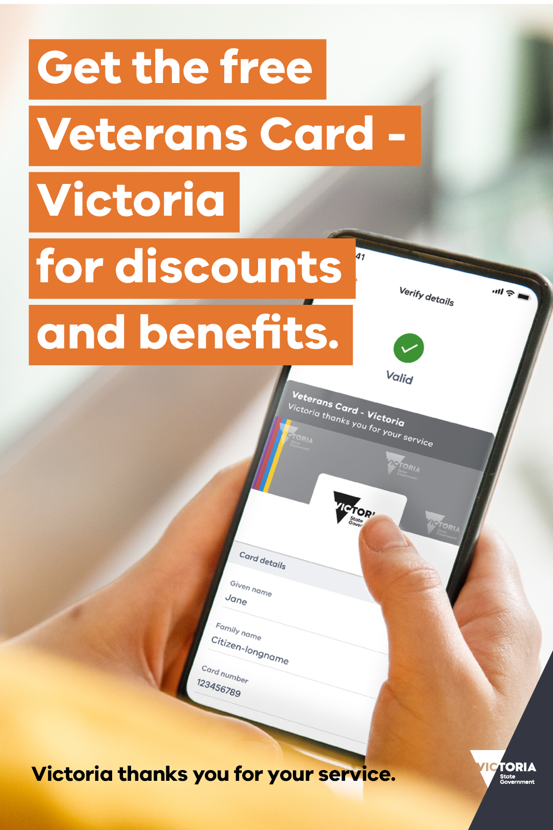 Veteran's card Victoria